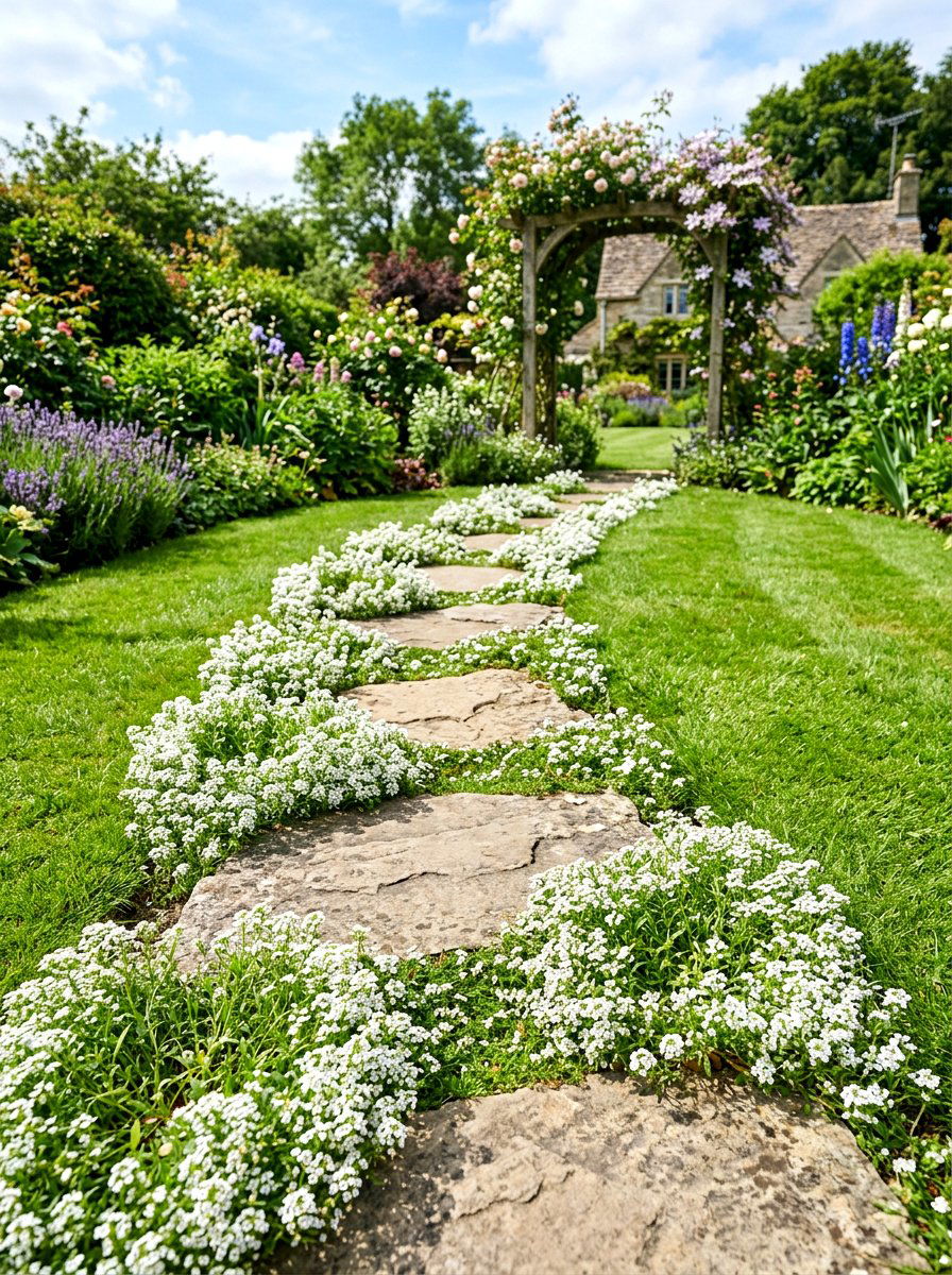 Sweet Alyssum Path - 30 fragrance garden ideas