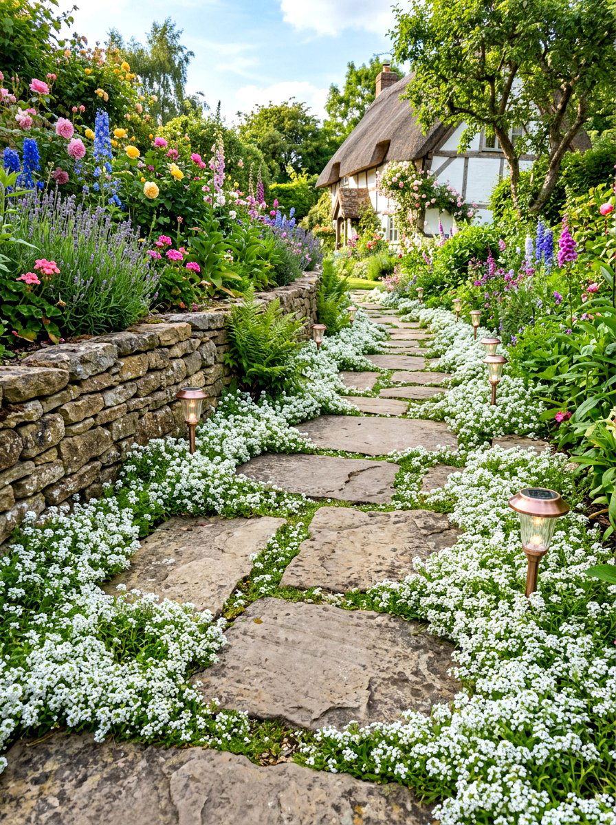 Sweet Alyssum Walkway - 30 evening fragrance garden ideas
