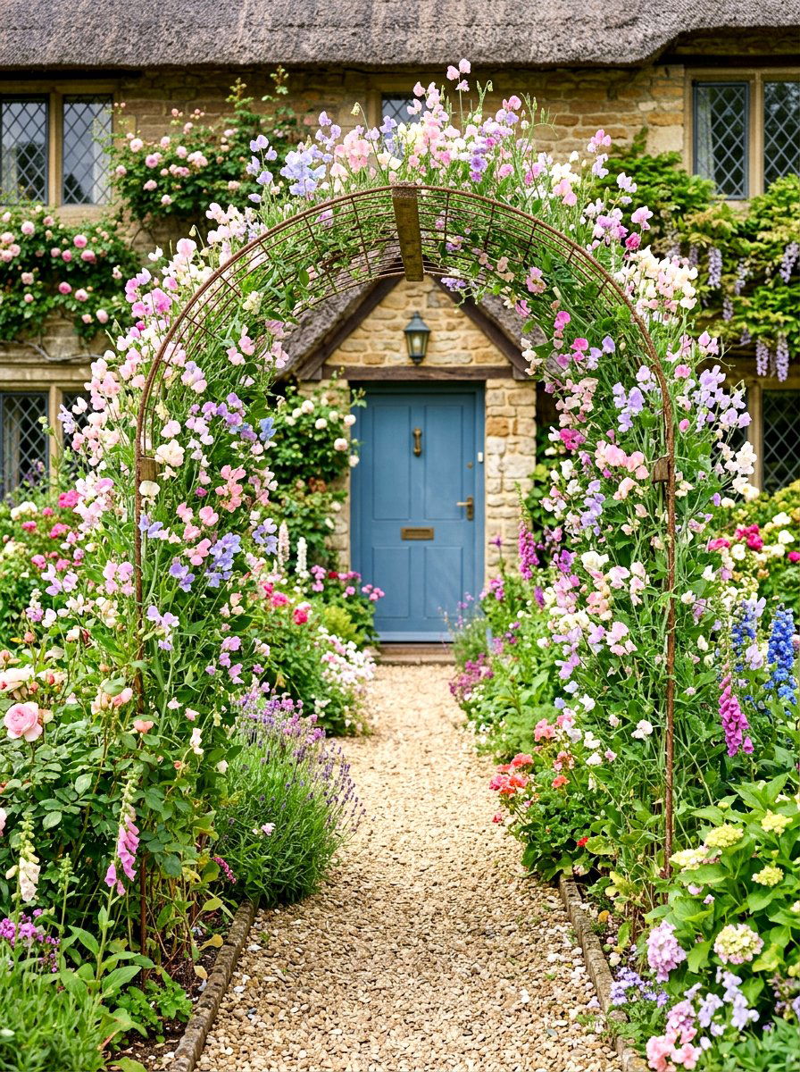 Sweet Pea Arch - 30 floral doorway ideas