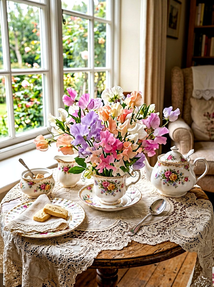 Sweet Pea Arrangement - 30 floral centerpiece ideas