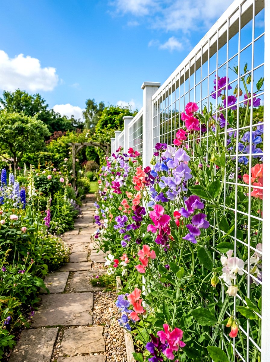 Sweet Pea Fence - 30 fragrant pathway ideas