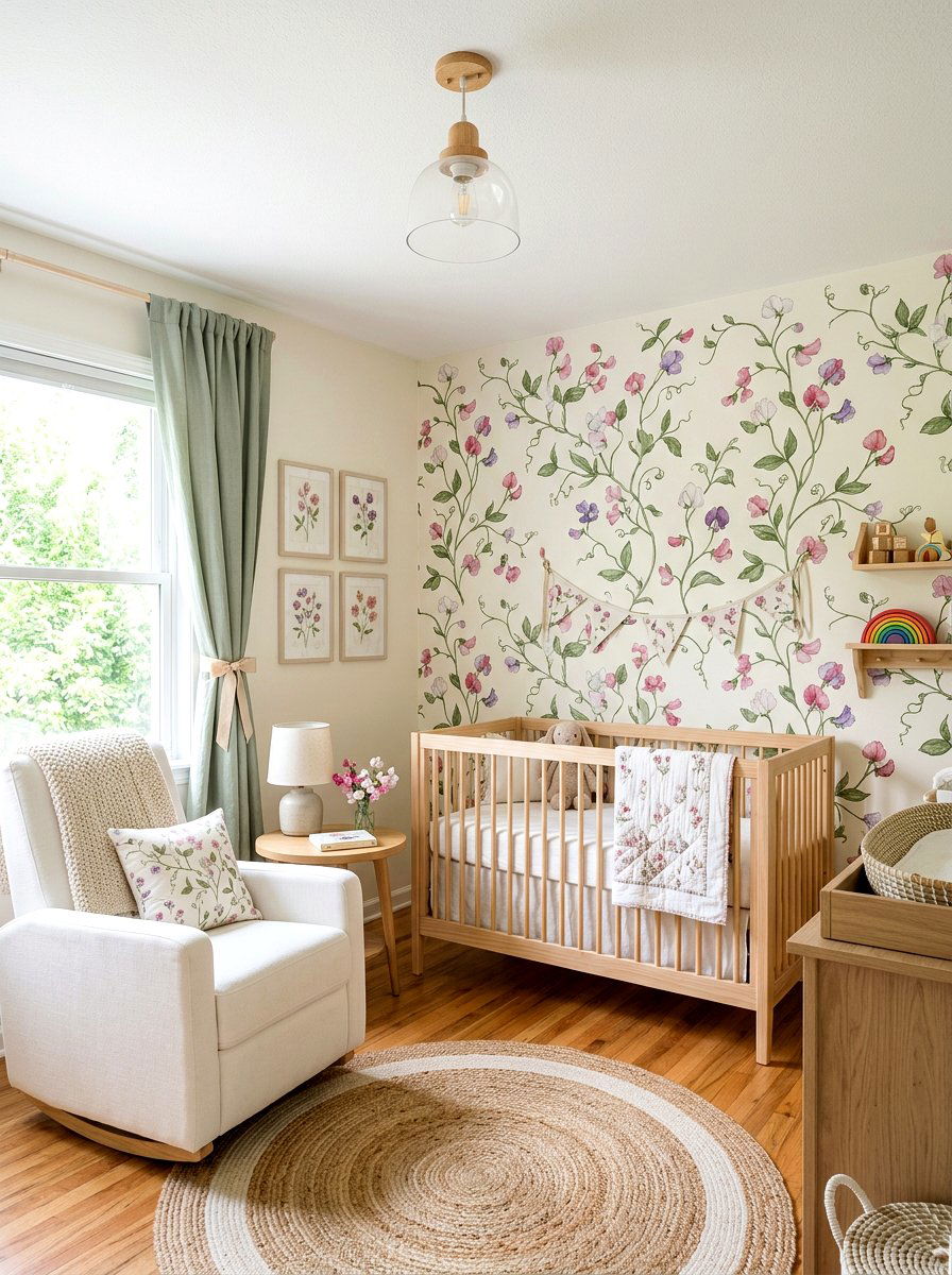 Sweet Pea Nursery Wallpaper - 30 spring floral wallpaper ideas