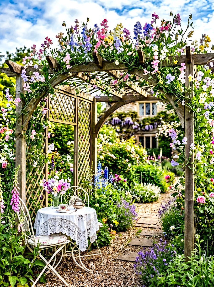 Sweet Pea Pergola - 30 pergola plant ideas