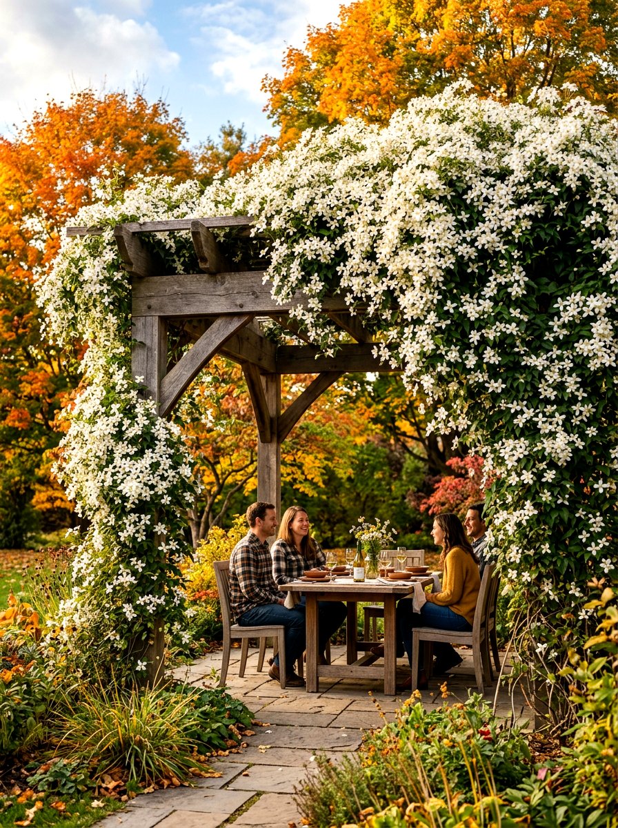 Sweet autumn clematis - 30 fragrance garden backyard ideas