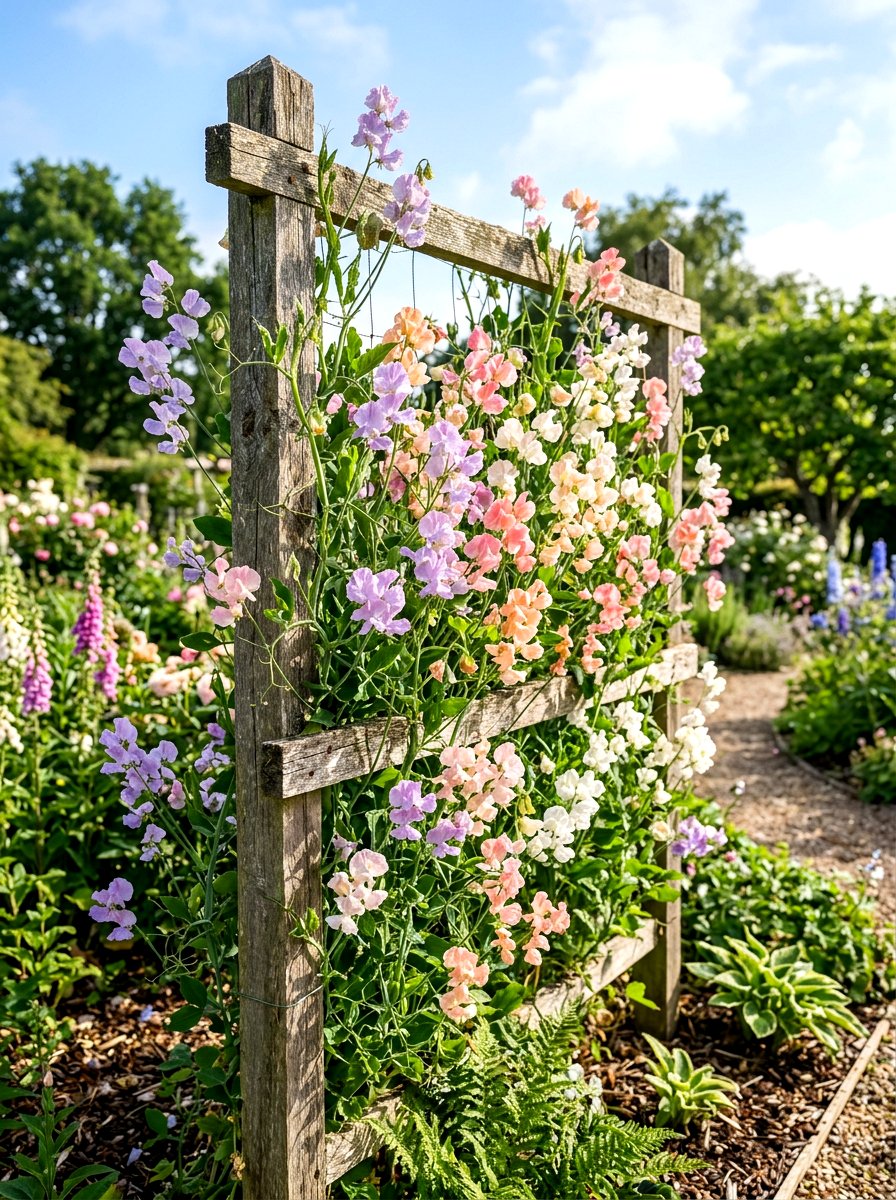 Sweet pea trellis - 30 cut flower garden ideas