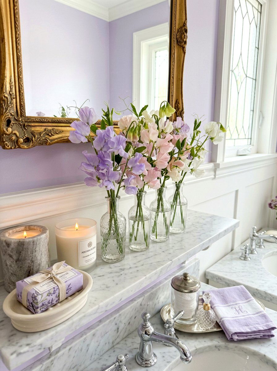 Sweet peas in bud vase - 30 market bouquet decor ideas