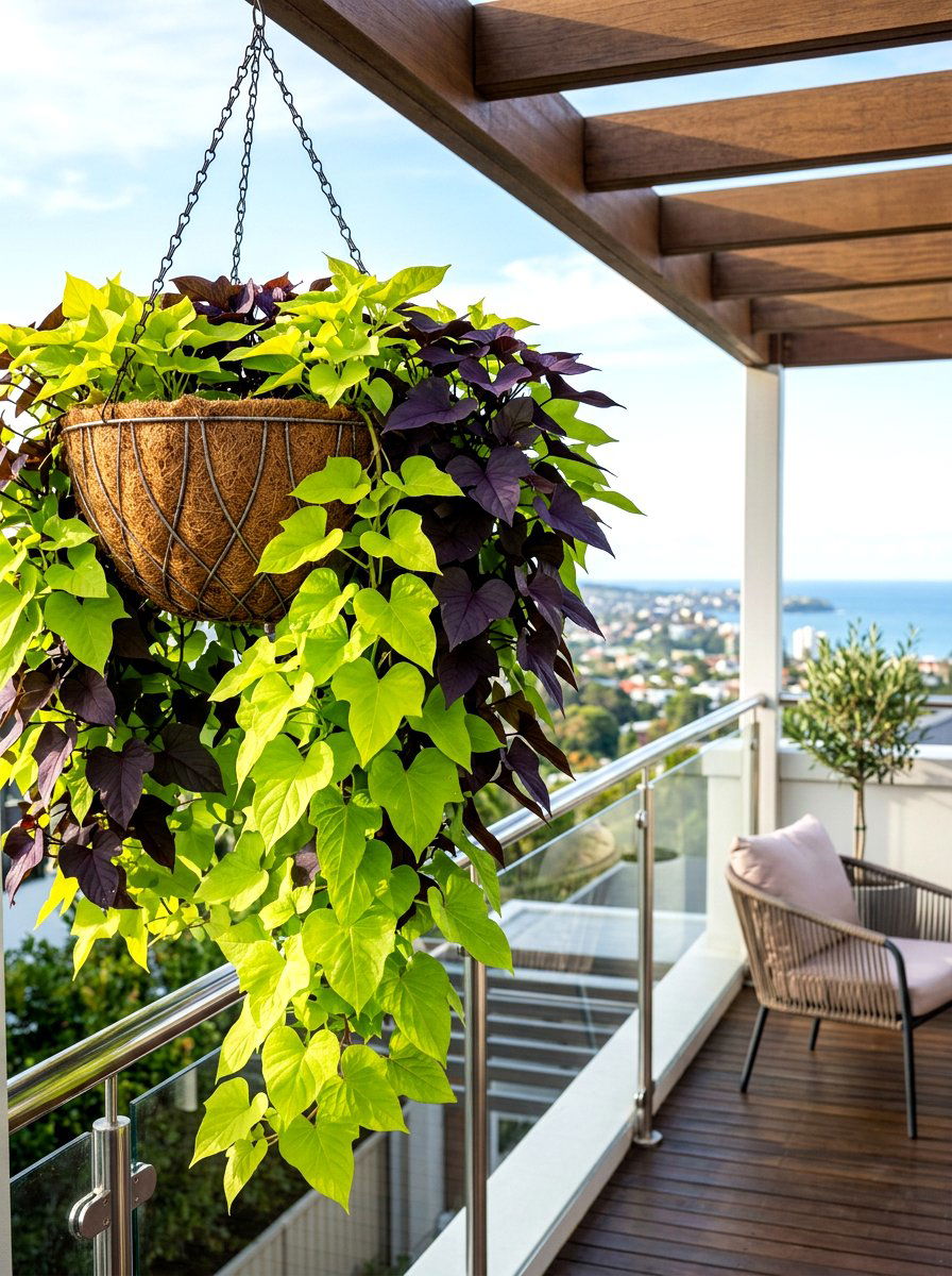 Sweet potato vine hanging basket - 30 hanging basket ideas