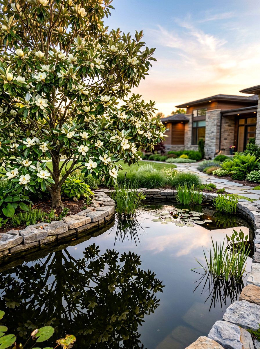 Sweetbay Magnolia Near Water - 30 magnolia front yard ideas