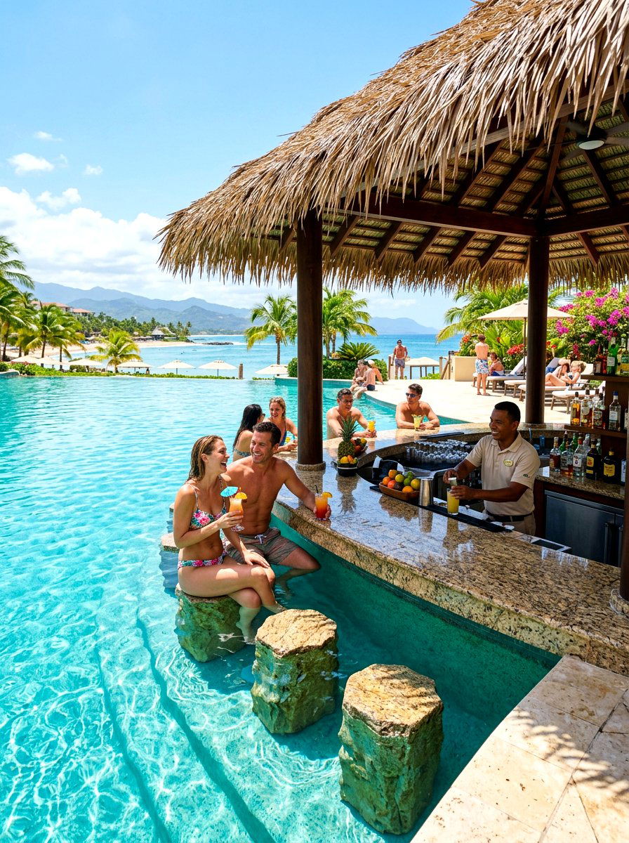 Swim Up Bar - 30 poolside lounge ideas