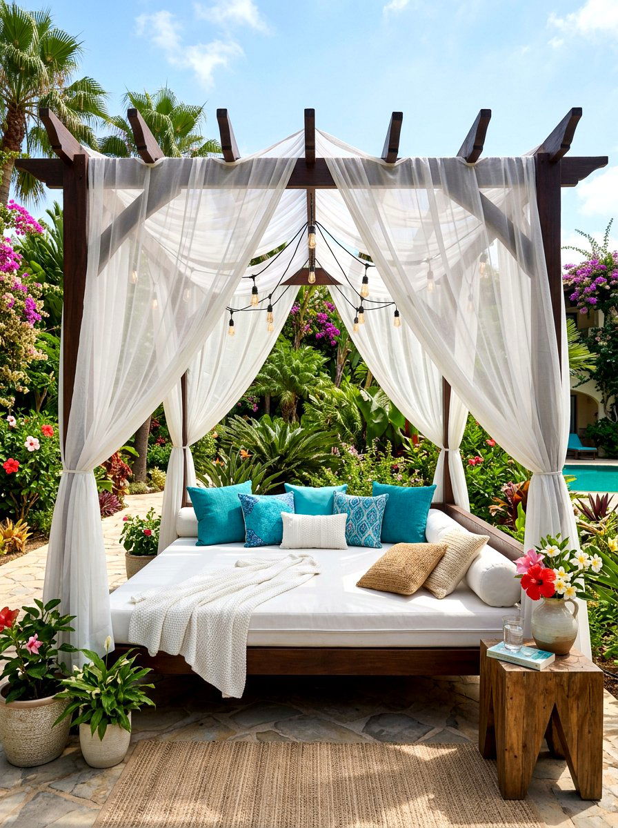 Swim up bar with stools - 30 resort poolside patio ideas