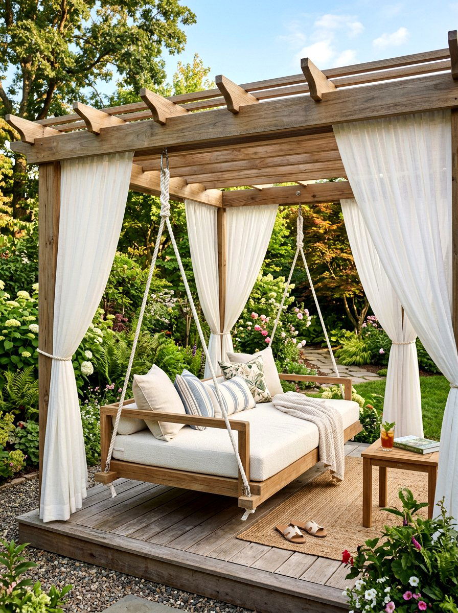 Swing Bed Cabana For Backyard Relaxation - 30 backyard cabana lounge ideas