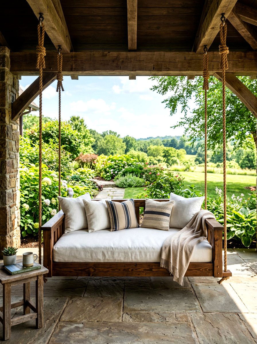 Swing Bed - 30 backyard reading nook ideas