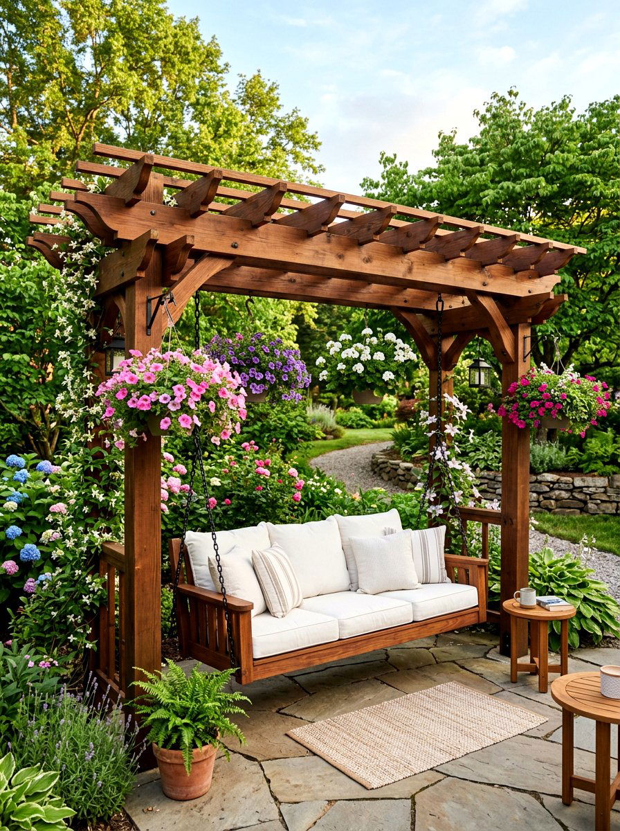 Swing Seat Pergola - 30 outdoor pergola ideas