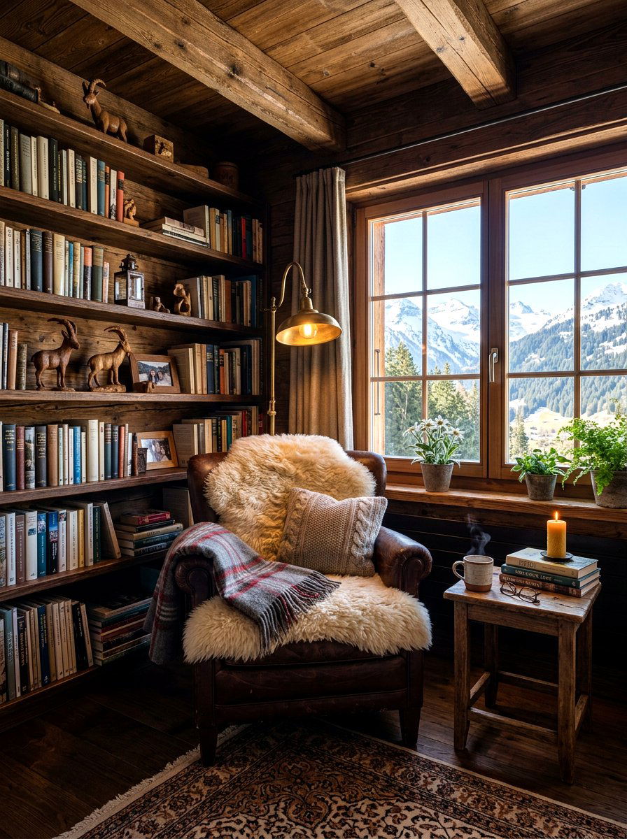 Swiss Chalet Reading Corner - 30 vacation home vibe ideas