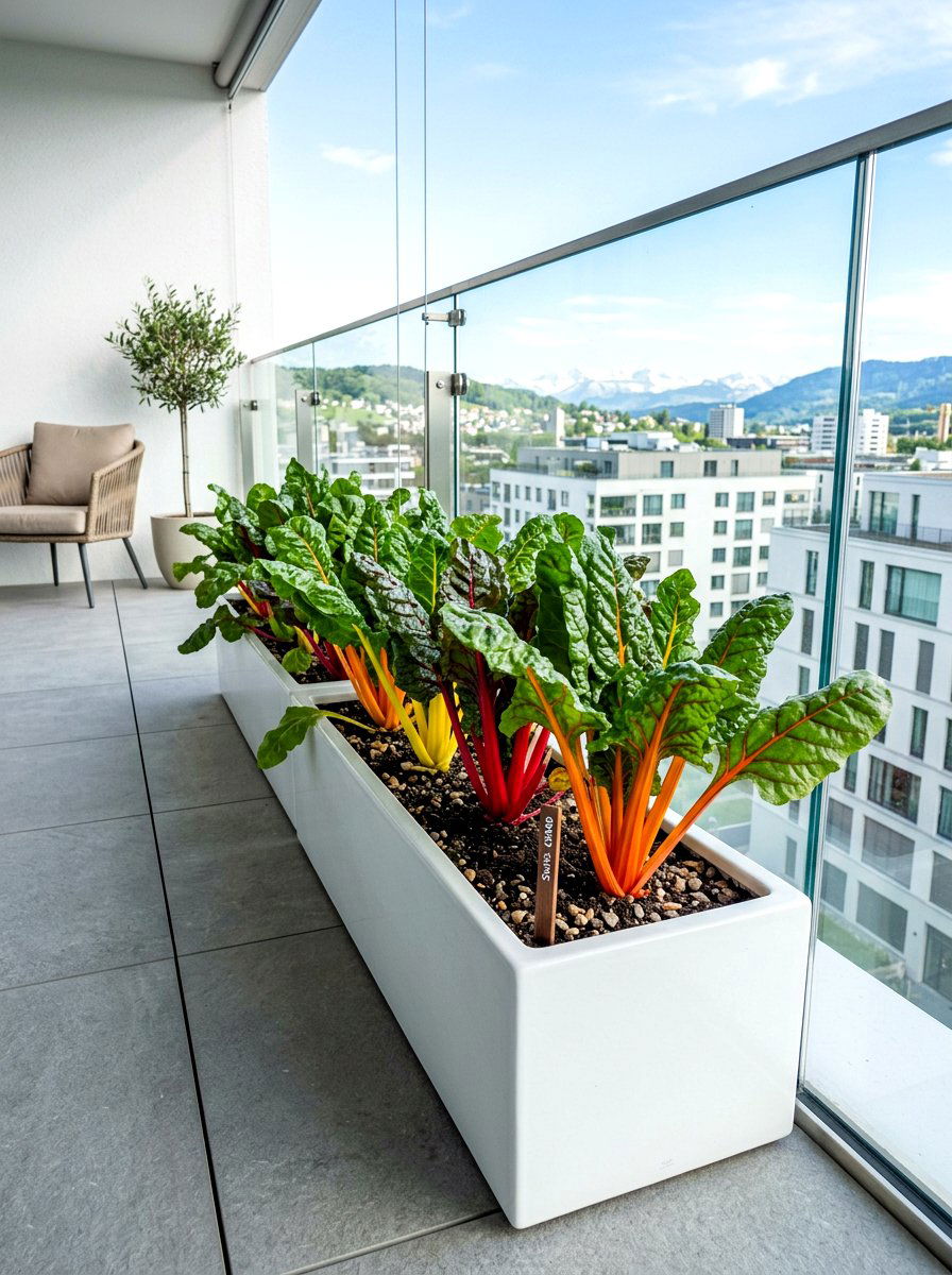 Swiss Chard Planter - 30 vegetable container garden ideas