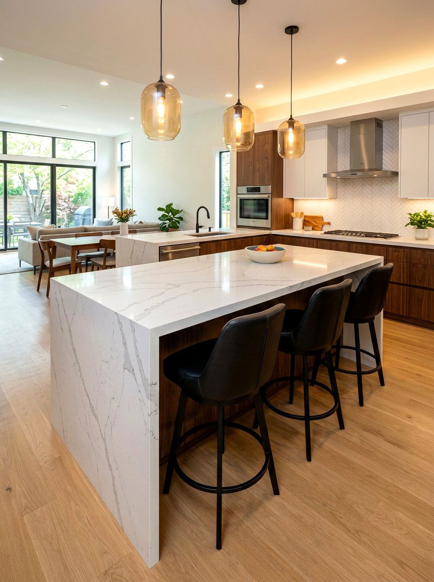 Swivel Bar Stools For Waterfall Island - 30 waterfall island seating ideas