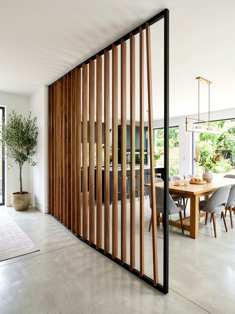 Swivel Slat Room Divider - 30 partial wall room divider ideas
