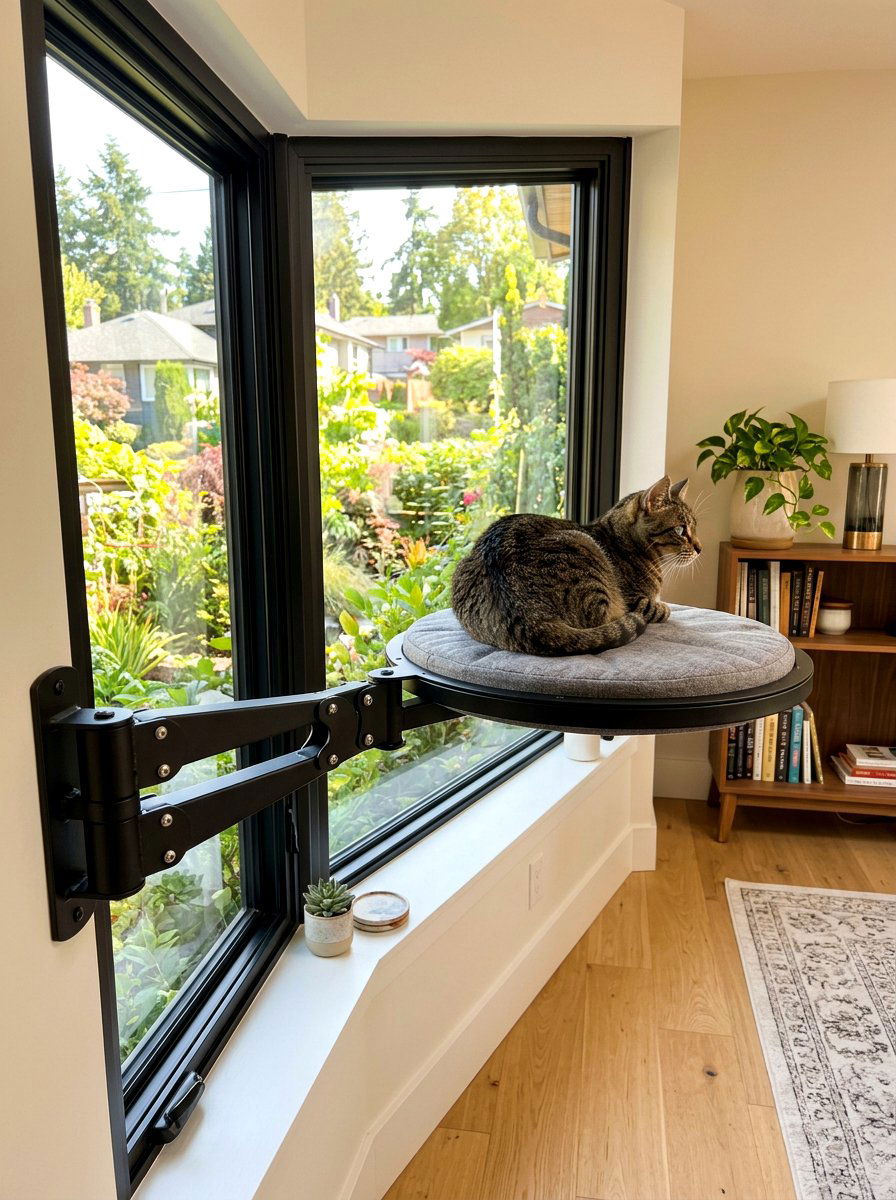 Swivel cat window arm - 30 cat window perch ideas