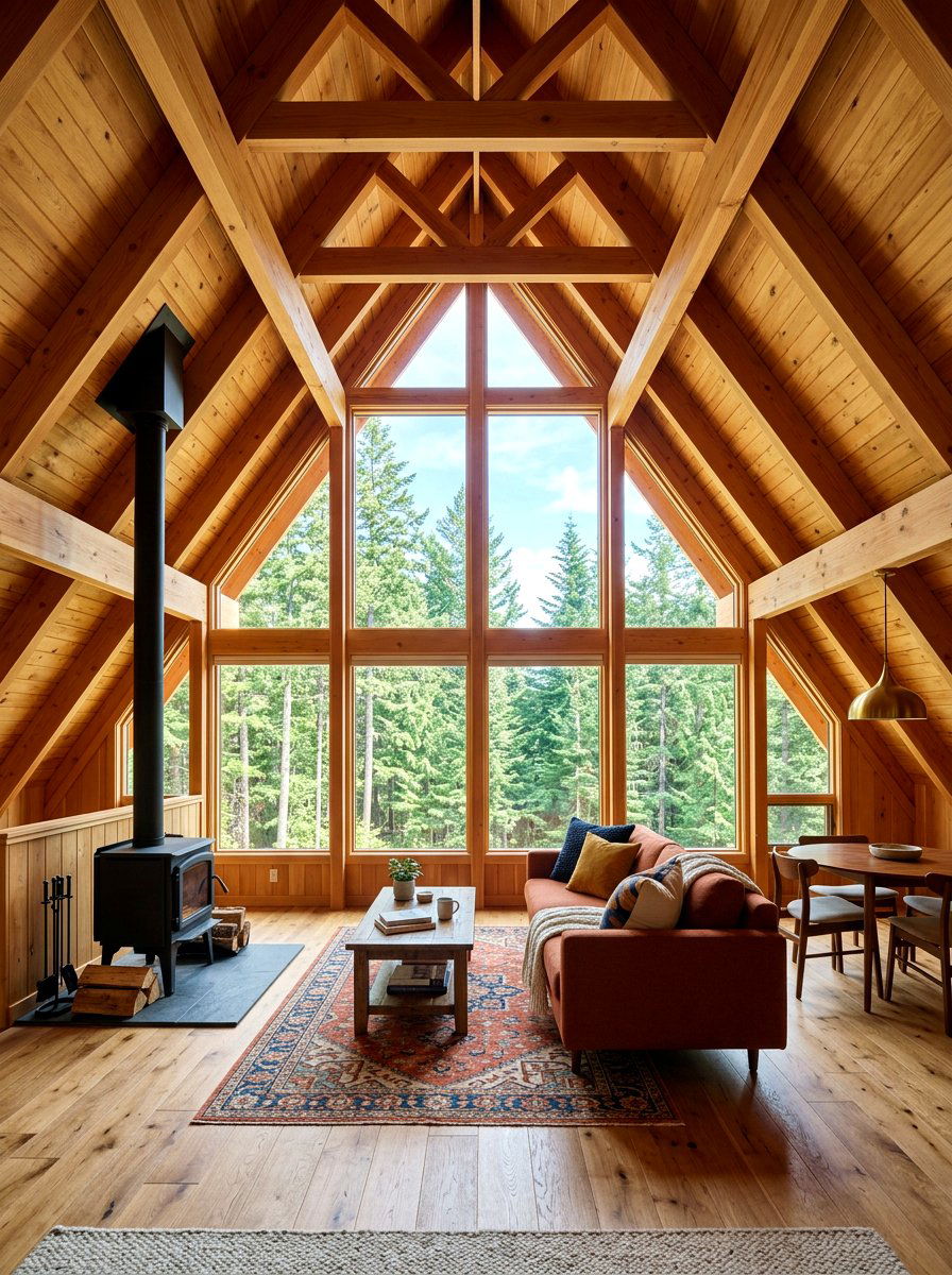 Symmetrical A frame vaulted ceiling - 30 vaulted ceiling ideas