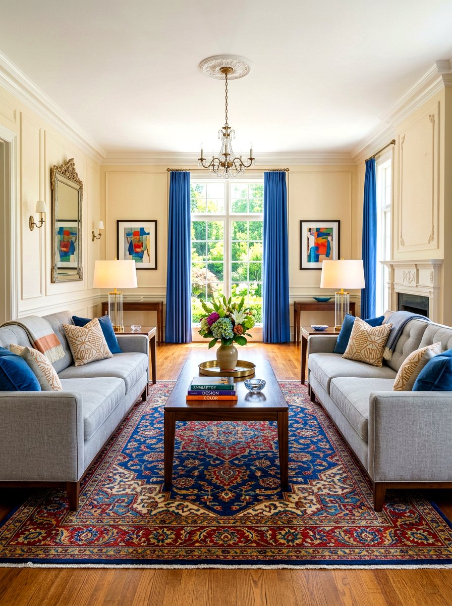 Symmetrical Arrangement - 30 narrow living room ideas