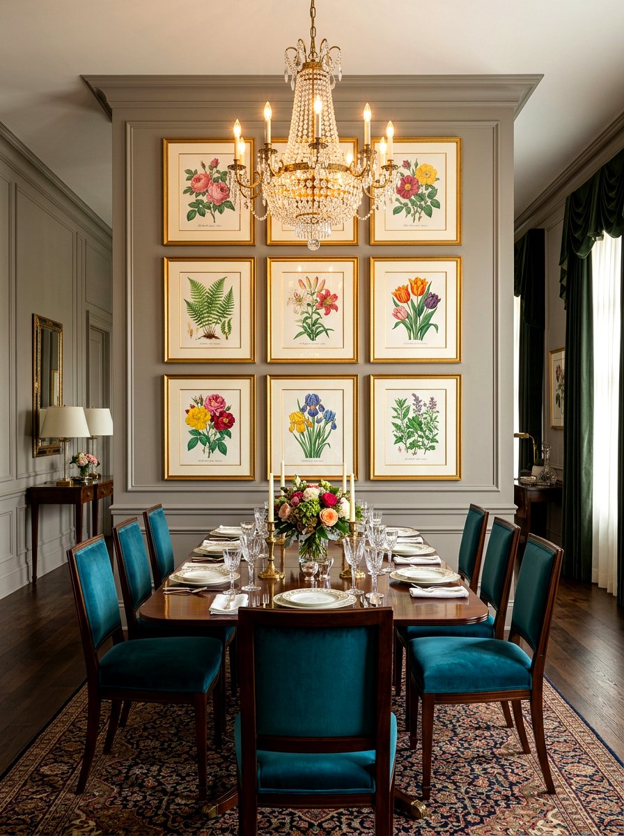 Symmetrical Art Wall - 30 bold colorful gallery wall ideas