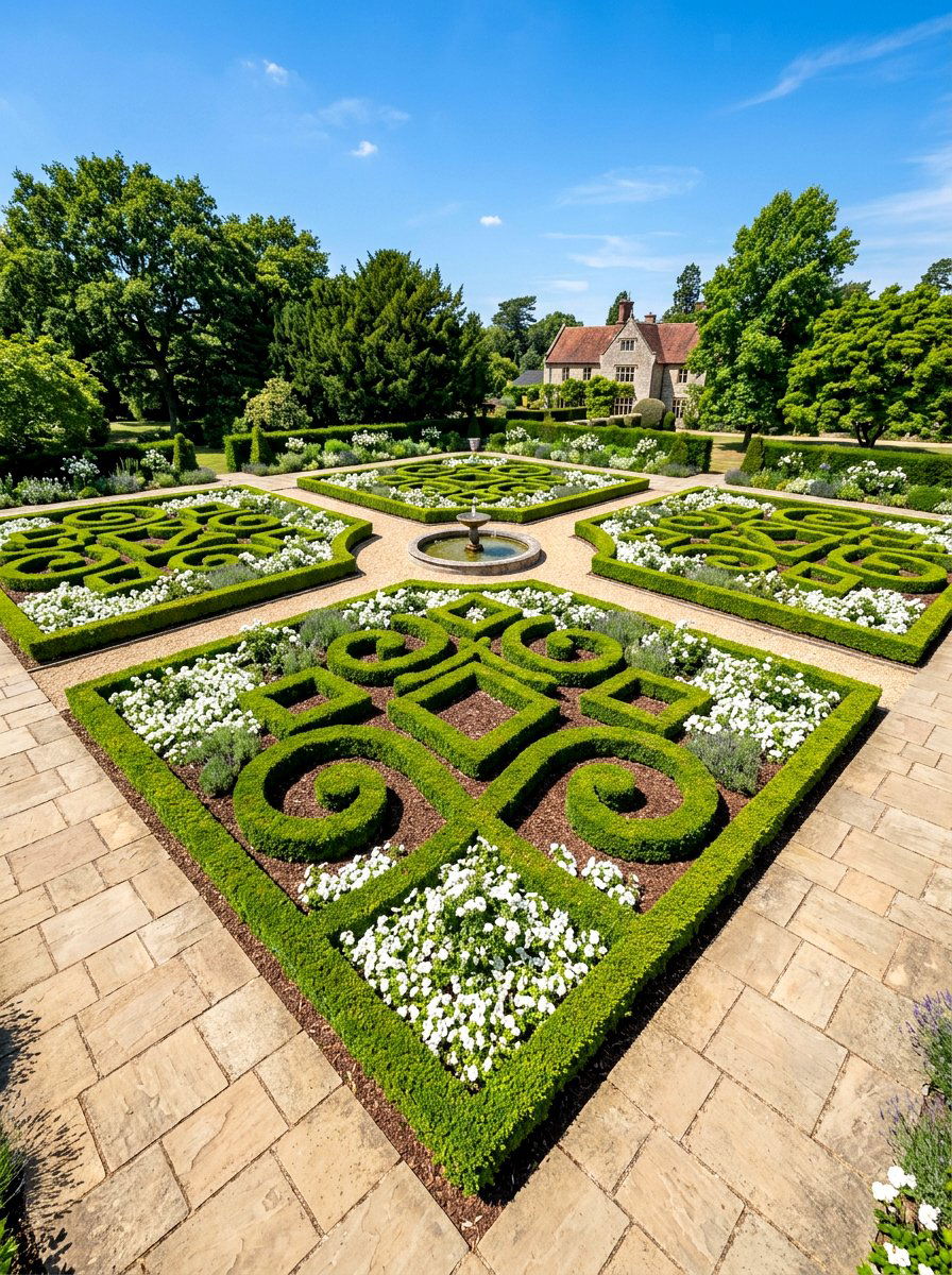 Symmetrical Boxwood Parterre - 30 cloister garden ideas