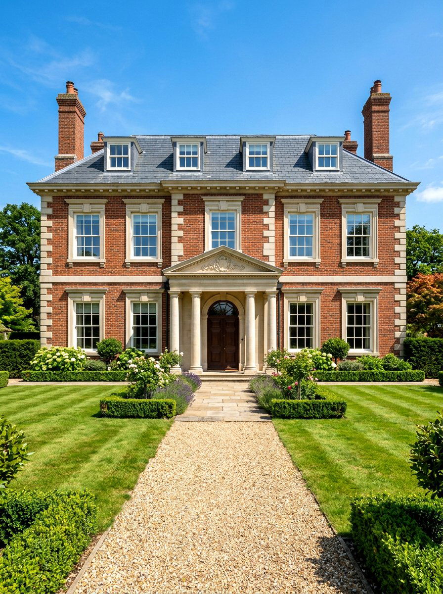 Symmetrical Brick Limestone Design - 30 brick and limestone exterior ideas