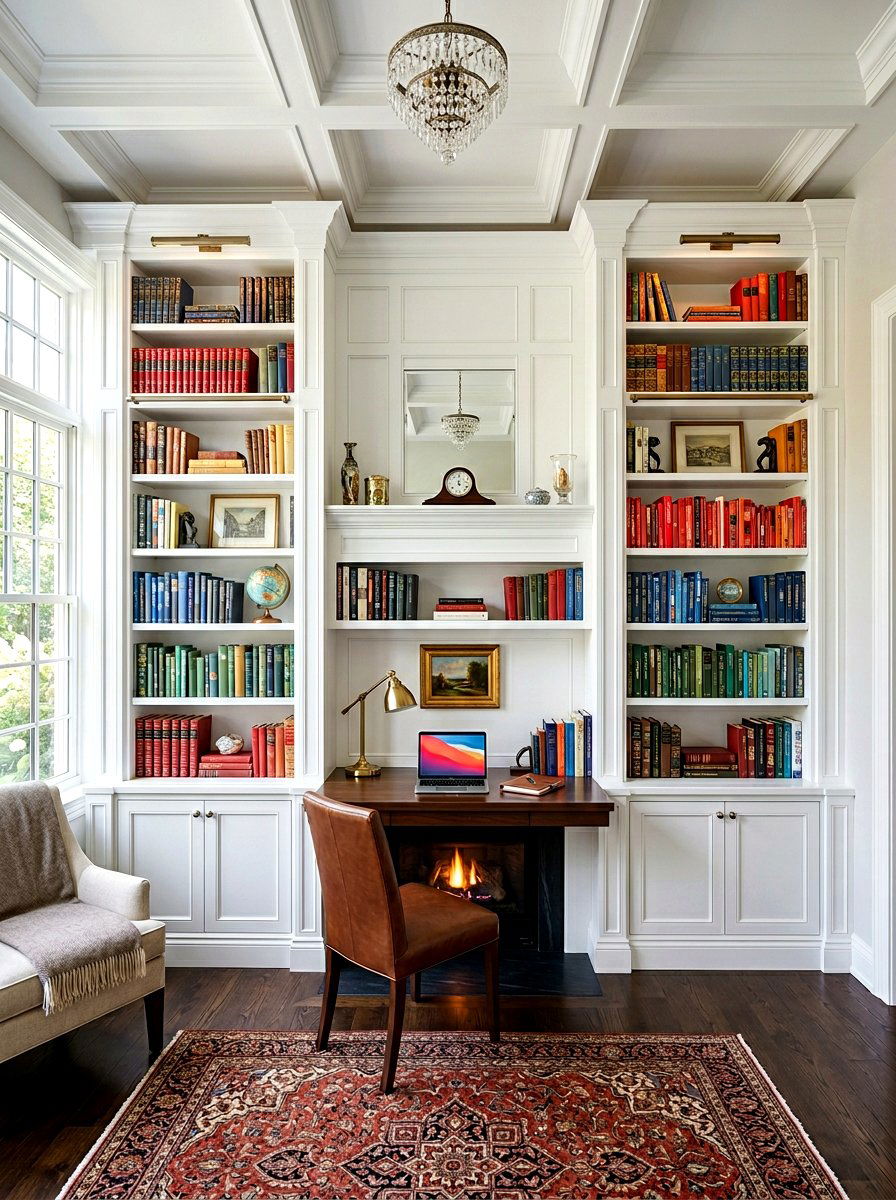Symmetrical Built In Library - 30 office library combo ideas