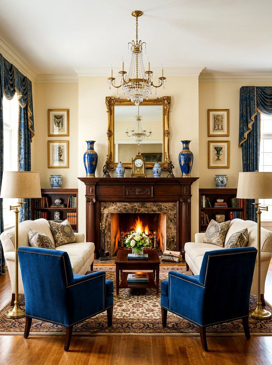 Symmetrical Ceramic Vases - 30 fireplace mantel ideas