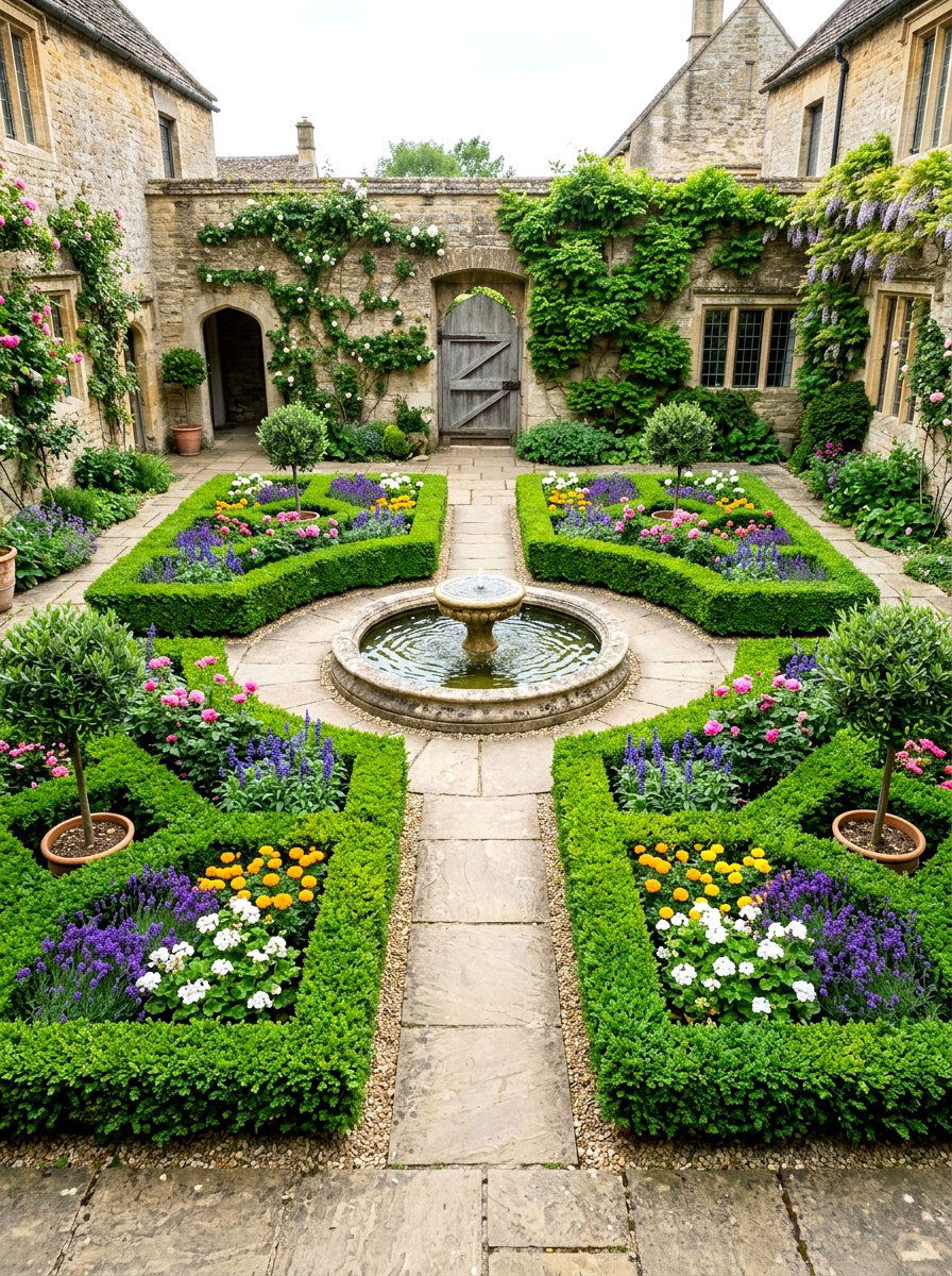 Symmetrical Courtyard Parterre - 30 parterre garden ideas