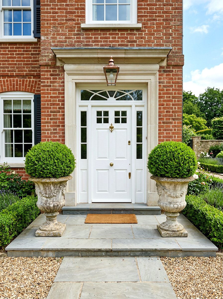 Symmetrical Door Planters - 30 front door decor ideas