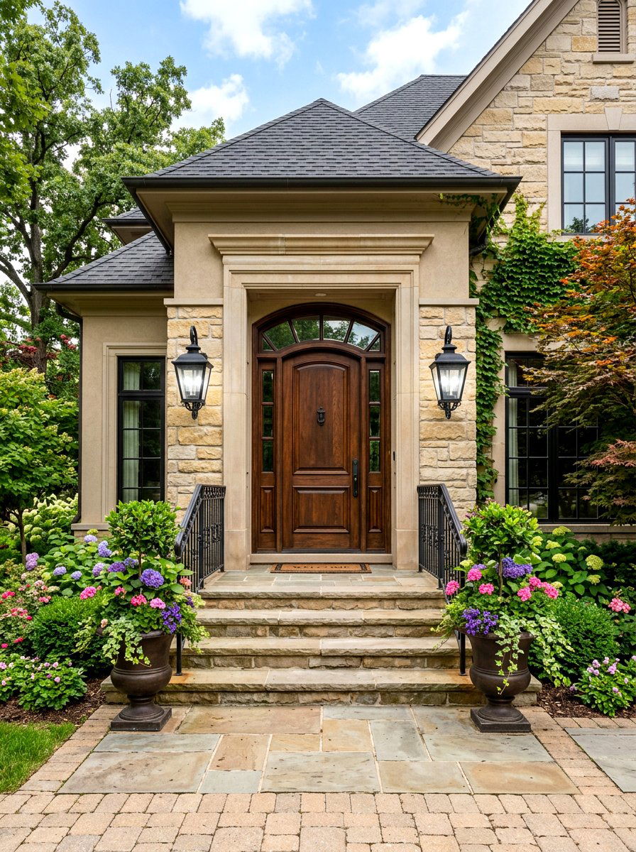 Symmetrical Double Sconce - 30 outdoor entry lighting ideas