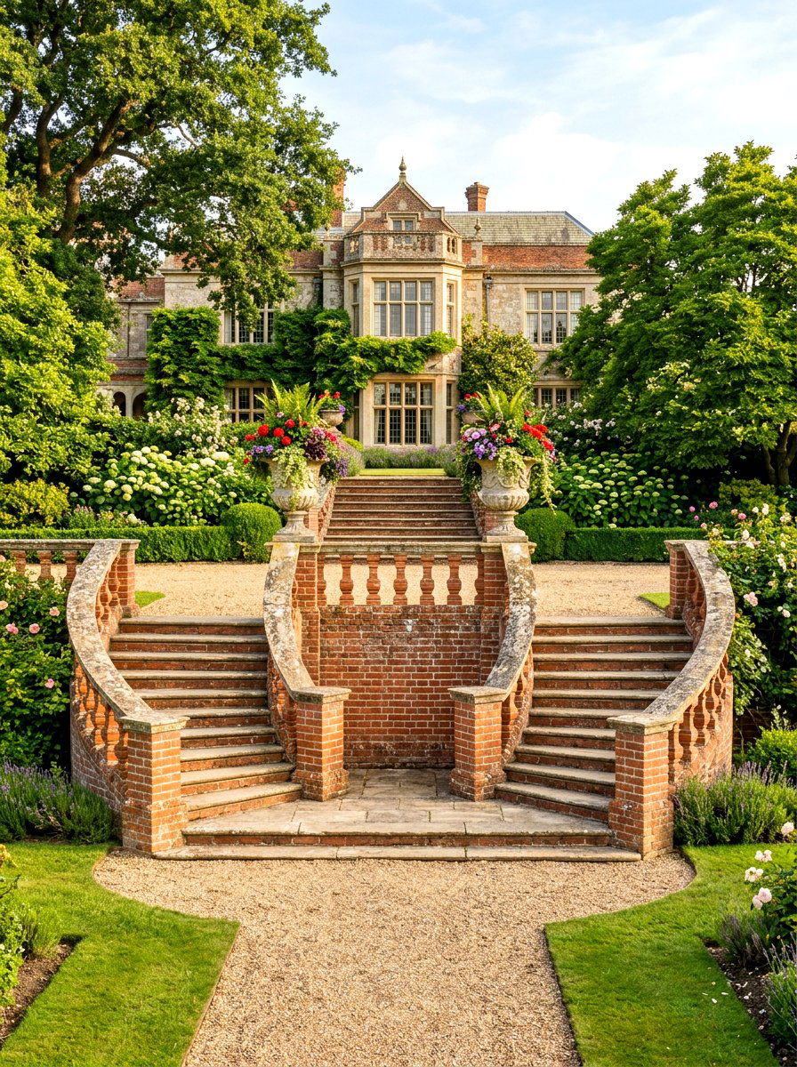 Symmetrical Double Sided Brick Stairs - 30 brick stoop ideas