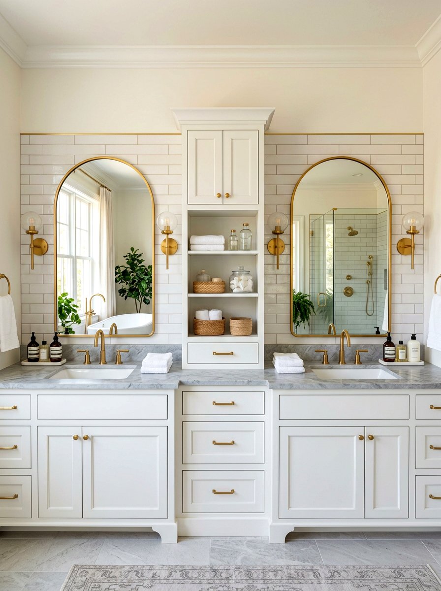 Symmetrical Double Vanity - 30 neo deco bathroom vanity ideas