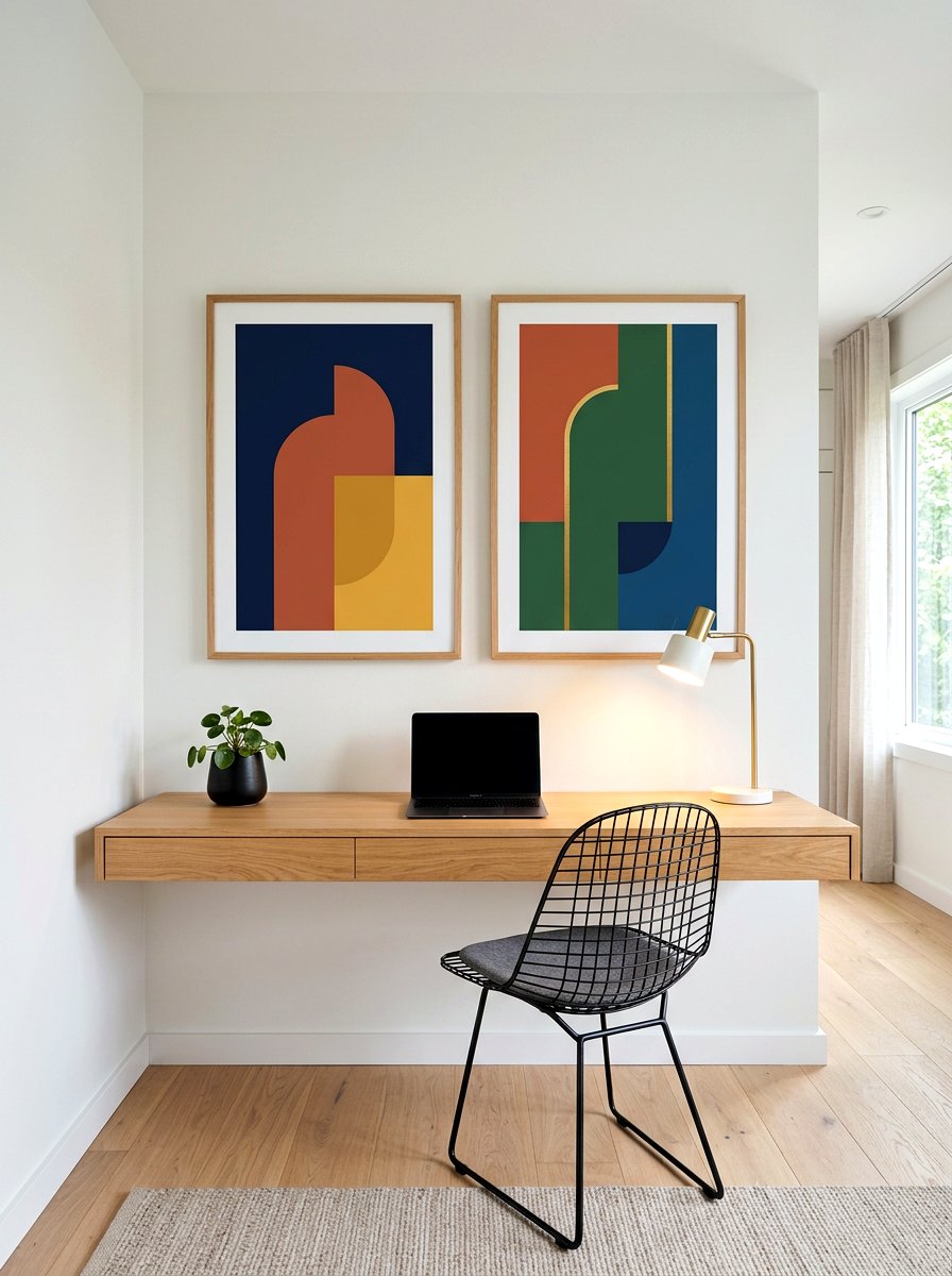 Symmetrical Duo Frames - 30 art wall office ideas