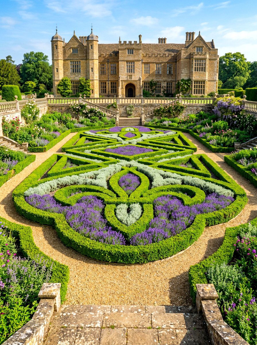 Symmetrical English Knot Garden - 30 parterre garden ideas