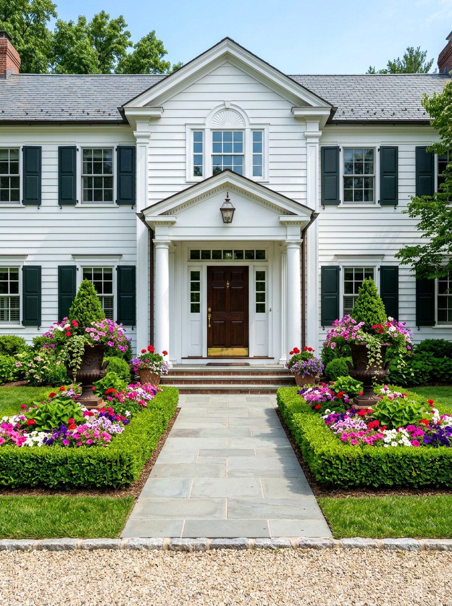 Symmetrical Entrance Flower Beds - 30 front porch flower bed ideas