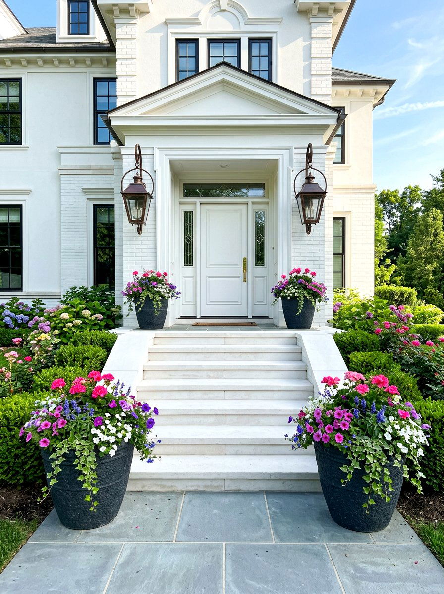 Symmetrical Entry Decor - 30 front steps decor ideas