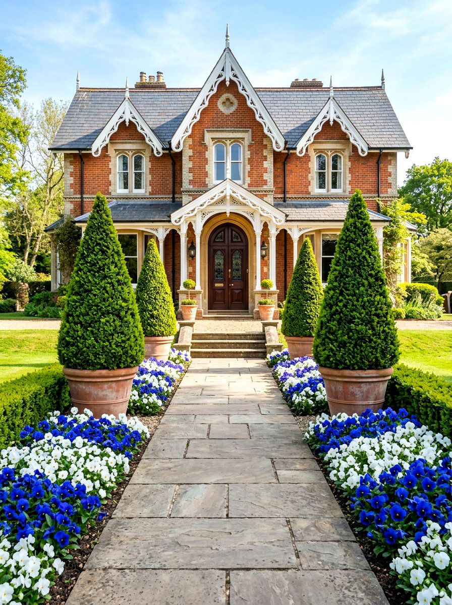 Symmetrical Entry Garden - 30 Victorian garden ideas