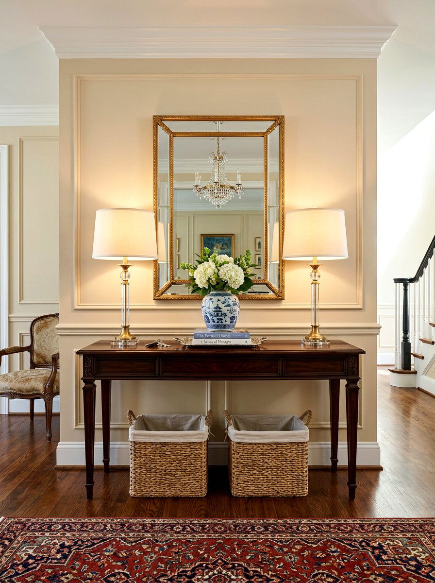 Symmetrical Entry Table - 30 everyday entry table decor ideas