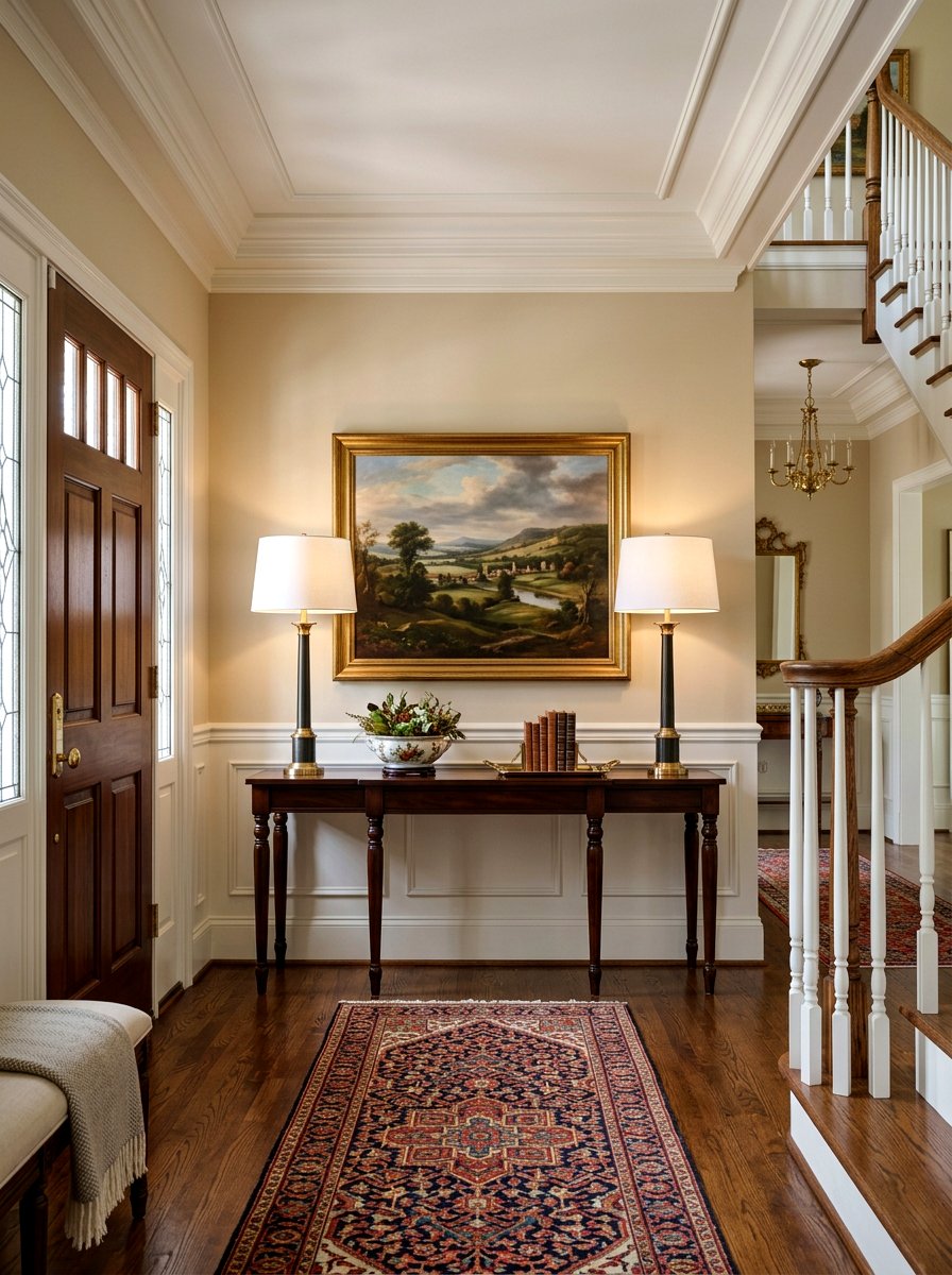 Symmetrical Entryway Lamps - 30 designer entry table decor ideas