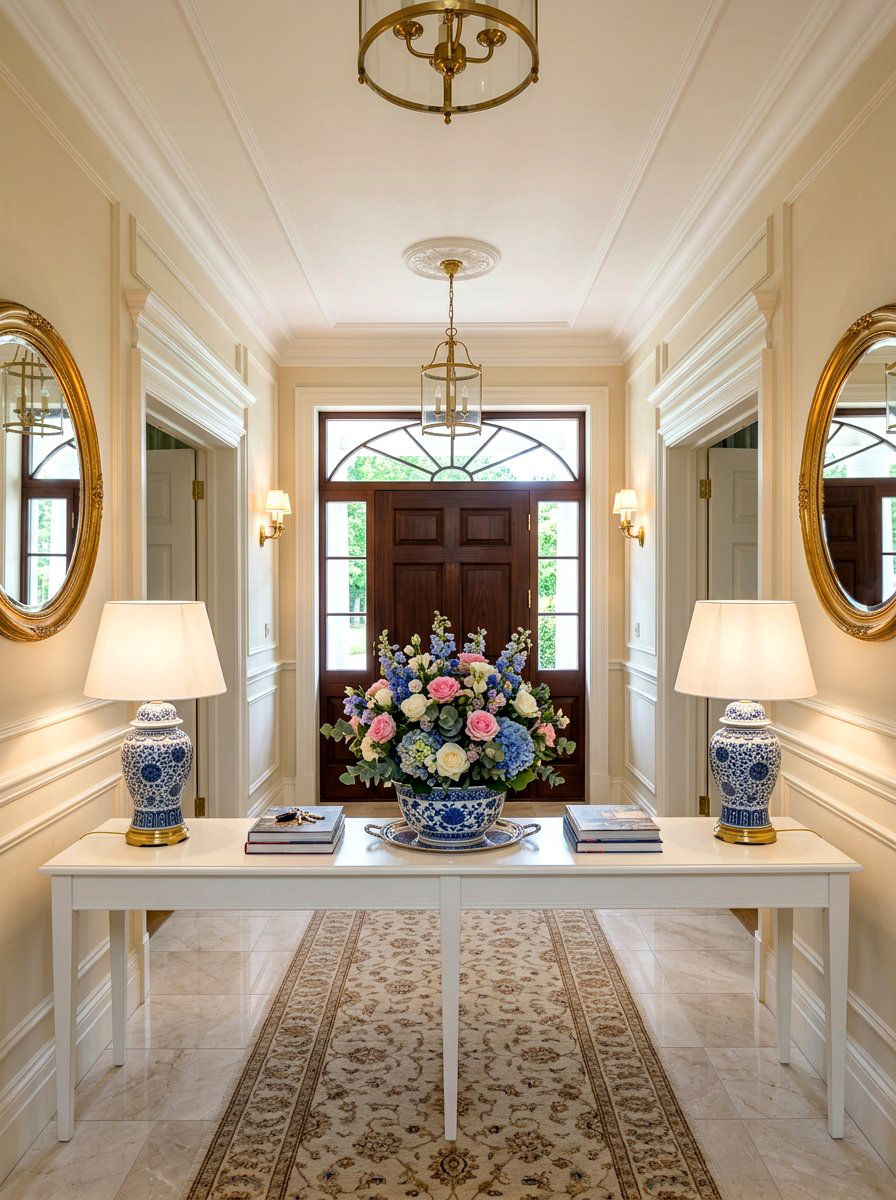Symmetrical Entryway Lamps - 30 classic entryway ideas