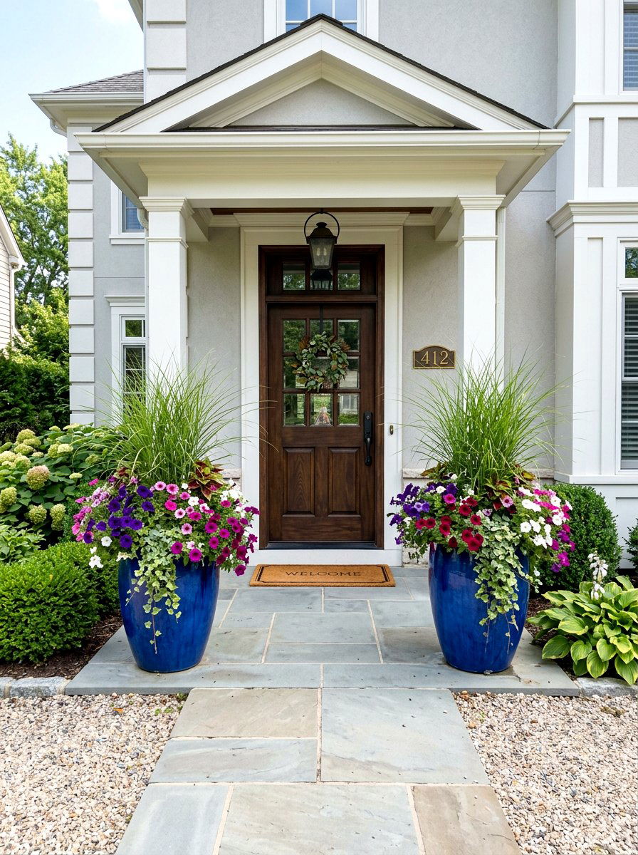 Symmetrical Entryway Planter Arrangement - 30 symmetrical front yard ideas