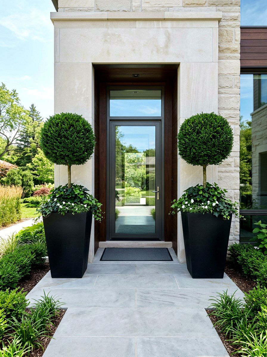Symmetrical Entryway Planters - 30 modern container garden ideas