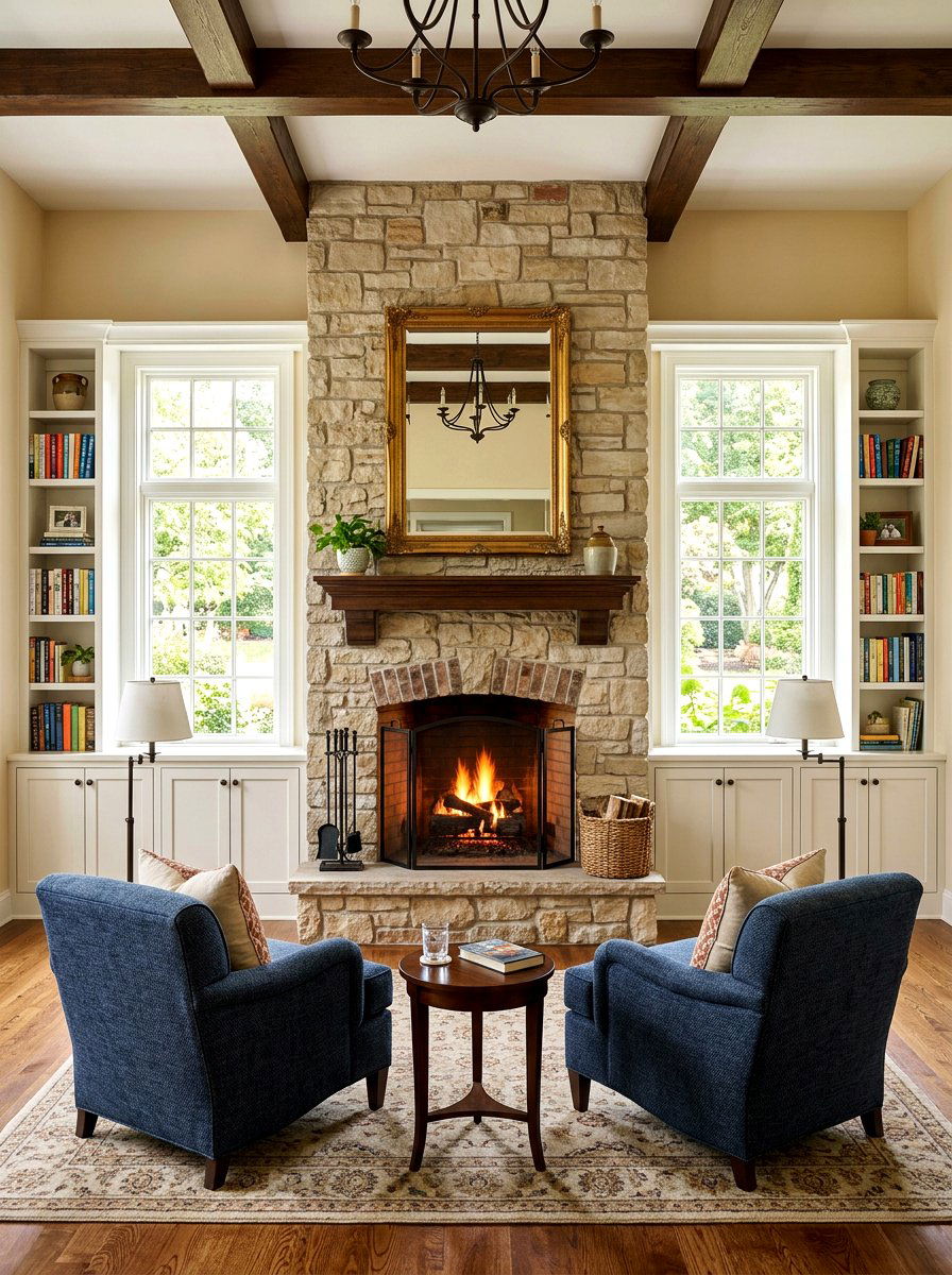 Symmetrical Fireplace - 30 family room fireplace ideas
