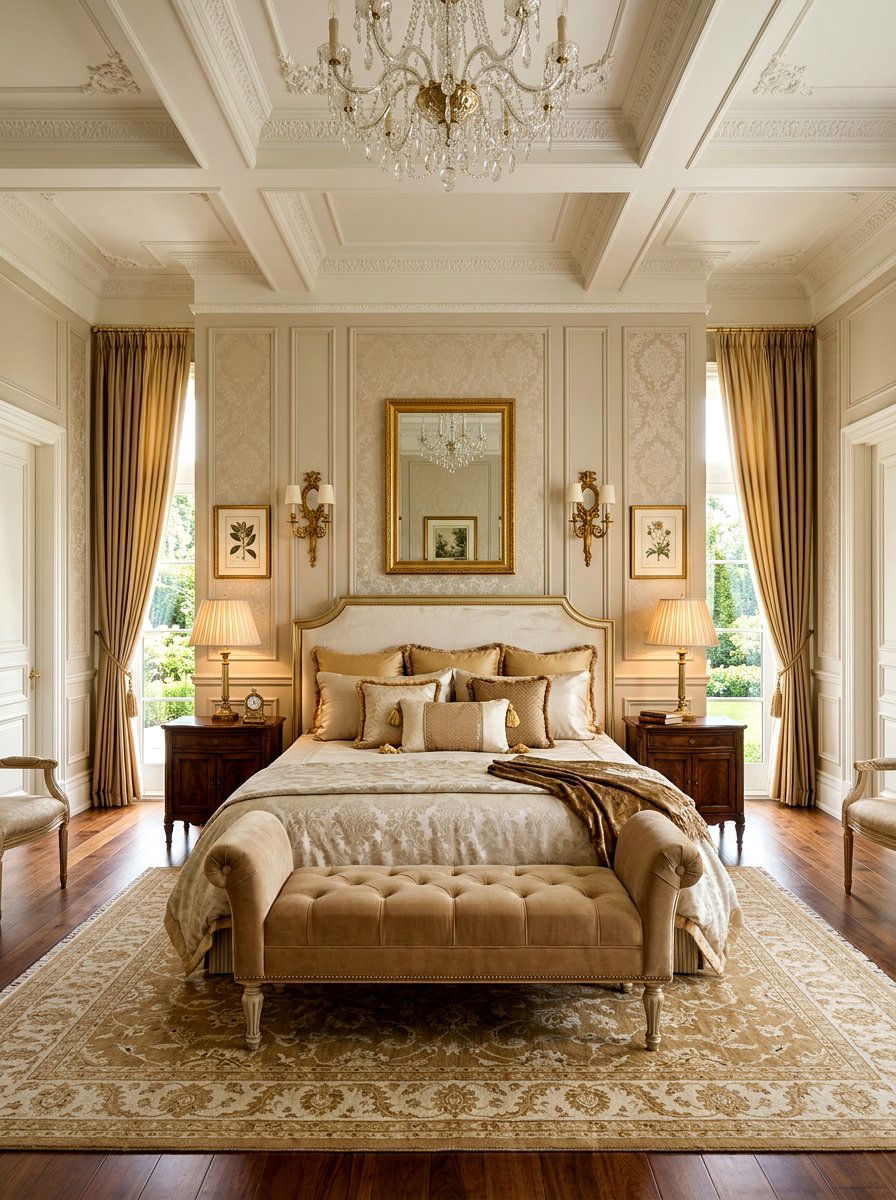 Symmetrical Formal Bedroom - 30 old money bedroom ideas