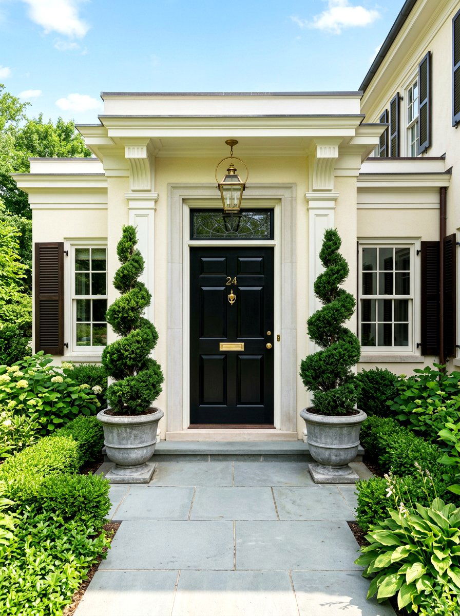 Symmetrical Front Door Topiary - 30 topiary front porch ideas aesthetic