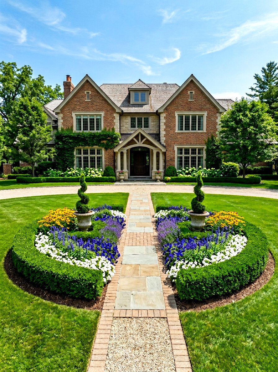 Symmetrical Front Yard Island Bed - 30 front yard island bed ideas