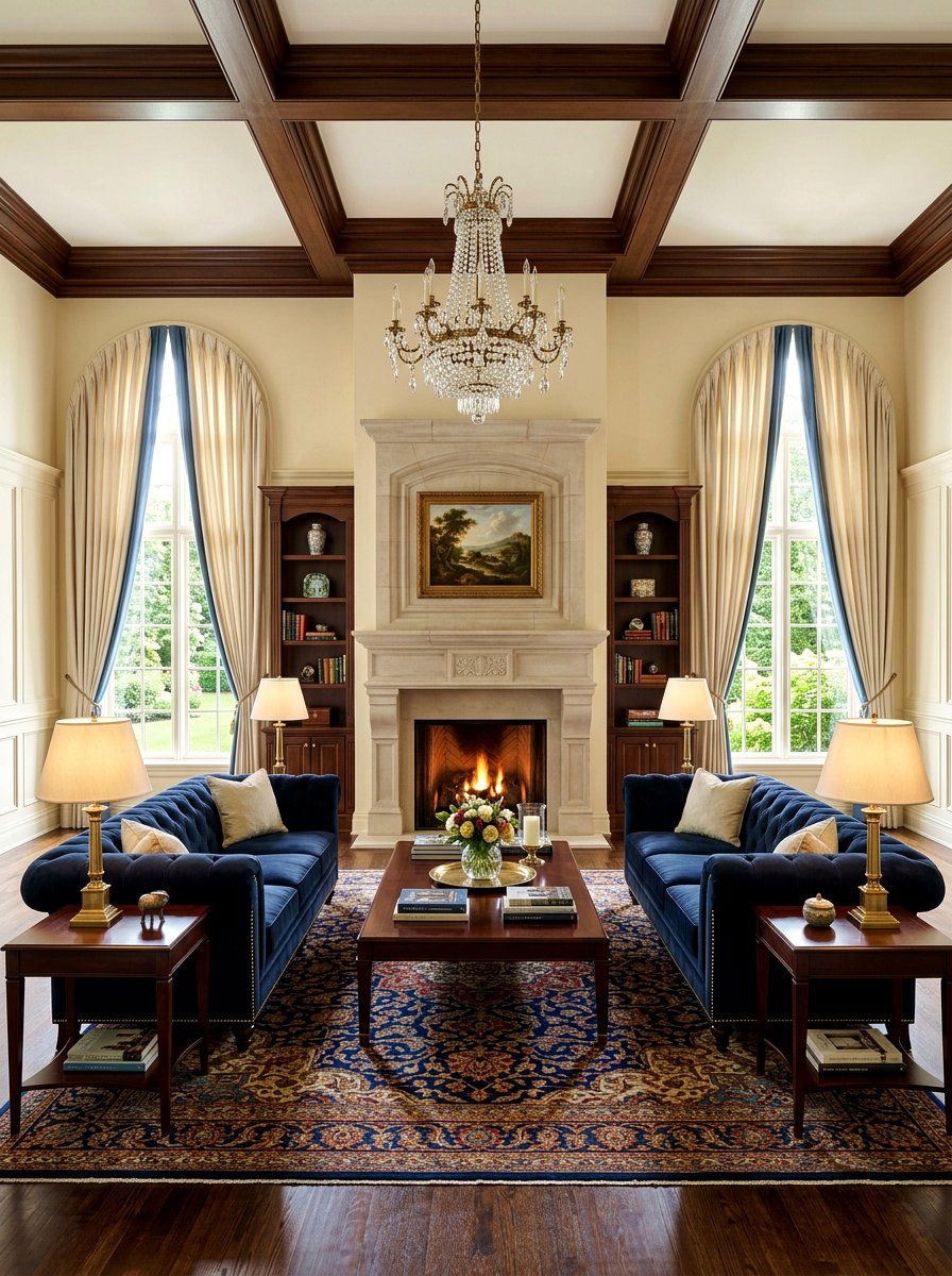 Symmetrical Furniture Layout - 30 old money living room ideas