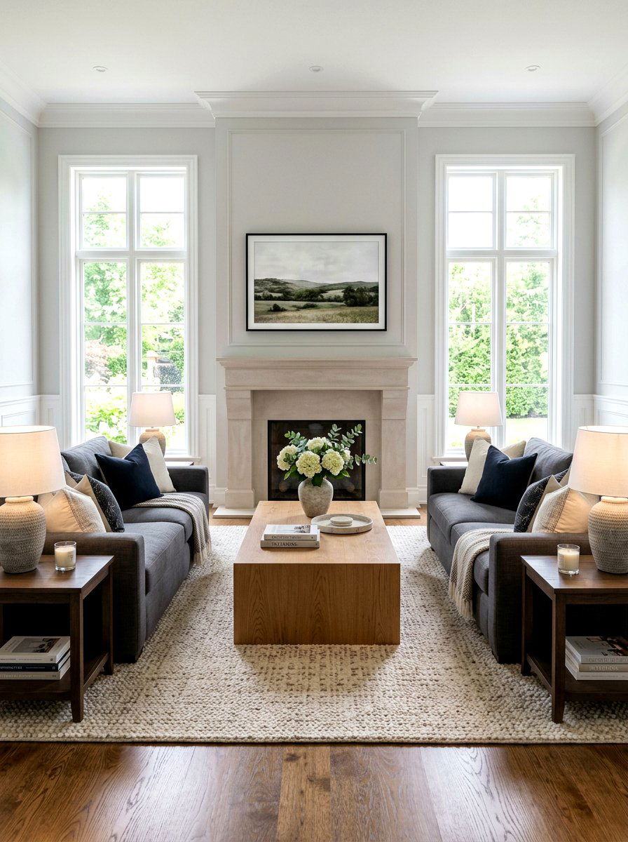 Symmetrical Furniture Layout - 30 classic traditional living room ideas